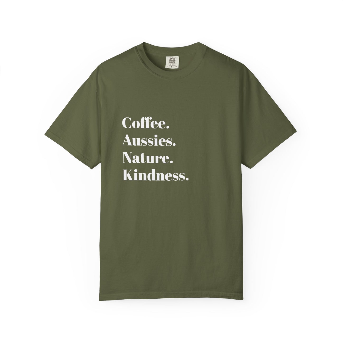 Coffee, Aussies, Nature Unisex Garment-Dyed T-Shirt | Eco-Friendly, Casual Wear, Gift for Nature Lovers, Spring Fashion, Everyday Comfort