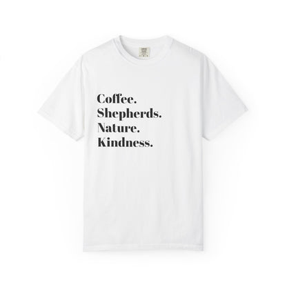Coffee, Shepherds, Nature, Kindness | Eco-Friendly Gift, Casual Wear, Summer Essential | T-Shirt Unisex