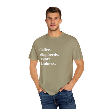 Coffee, Shepherds, Nature, Kindness | Eco-Friendly Gift, Casual Wear, Summer Essential | T-Shirt Unisex