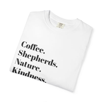 Coffee, Shepherds, Nature, Kindness | Eco-Friendly Gift, Casual Wear, Summer Essential | T-Shirt Unisex
