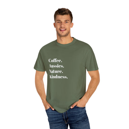 Coffee, Aussies, Nature Unisex Garment-Dyed T-Shirt | Eco-Friendly, Casual Wear, Gift for Nature Lovers, Spring Fashion, Everyday Comfort