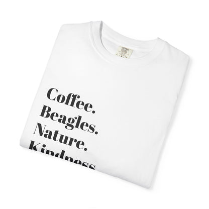 Coffee Beagles Nature Kindness T-shirt, Unisex Tee, Gift for Dog Lovers, Eco-Friendly Shirt, Casual Wear, Nature Enthusiast Clothing
