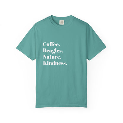 Coffee Beagles Nature Kindness T-shirt, Unisex Tee, Gift for Dog Lovers, Eco-Friendly Shirt, Casual Wear, Nature Enthusiast Clothing