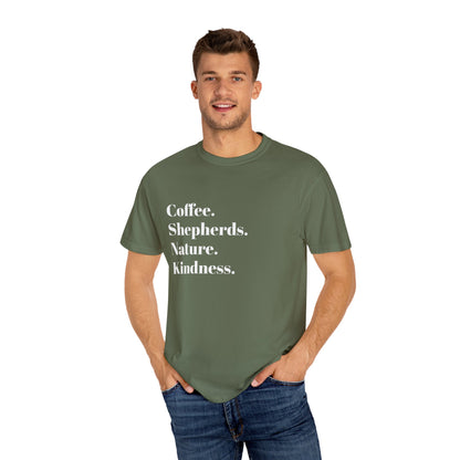 Coffee, Shepherds, Nature, Kindness | Eco-Friendly Gift, Casual Wear, Summer Essential | T-Shirt Unisex