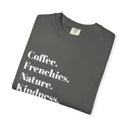 Coffee Frenchies Nature Kindness T-Shirt, Unisex Cotton Tee, Casual Wear, Gift for Dog Lovers, Nature Lovers Shirt