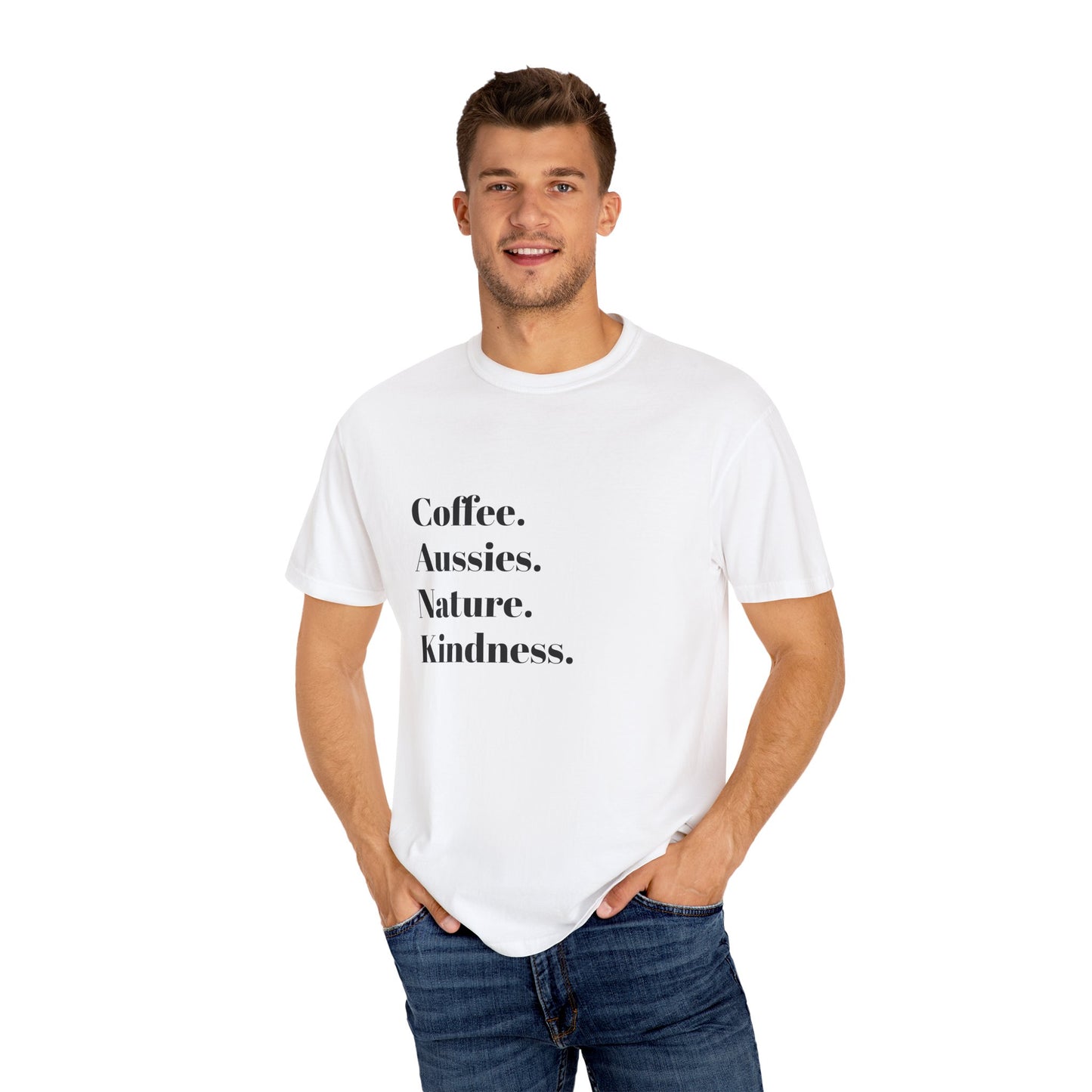Coffee, Aussies, Nature Unisex Garment-Dyed T-Shirt | Eco-Friendly, Casual Wear, Gift for Nature Lovers, Spring Fashion, Everyday Comfort