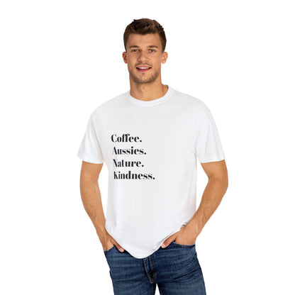 Coffee, Aussies, Nature Unisex Garment-Dyed T-Shirt | Eco-Friendly, Casual Wear, Gift for Nature Lovers, Spring Fashion, Everyday Comfort