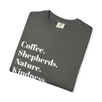 Coffee, Shepherds, Nature, Kindness | Eco-Friendly Gift, Casual Wear, Summer Essential | T-Shirt Unisex