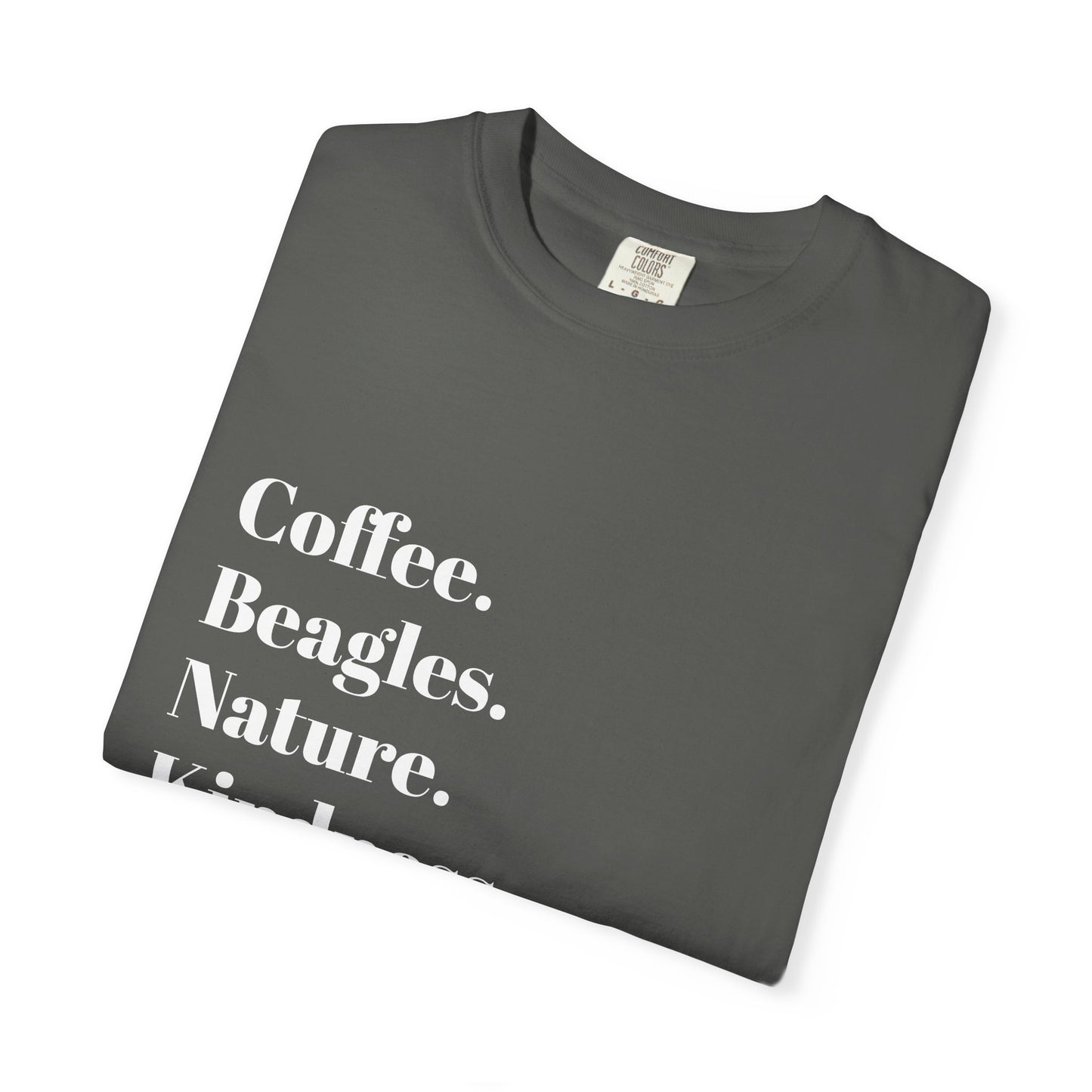 Coffee Beagles Nature Kindness T-shirt, Unisex Tee, Gift for Dog Lovers, Eco-Friendly Shirt, Casual Wear, Nature Enthusiast Clothing