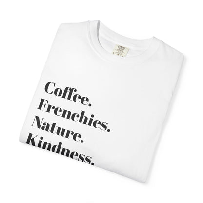 Coffee Frenchies Nature Kindness T-Shirt, Unisex Cotton Tee, Casual Wear, Gift for Dog Lovers, Nature Lovers Shirt