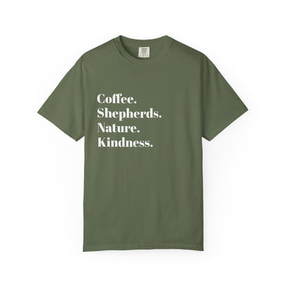 Coffee, Shepherds, Nature, Kindness | Eco-Friendly Gift, Casual Wear, Summer Essential | T-Shirt Unisex