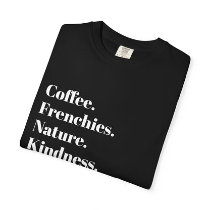 Coffee Frenchies Nature Kindness T-Shirt, Unisex Cotton Tee, Casual Wear, Gift for Dog Lovers, Nature Lovers Shirt