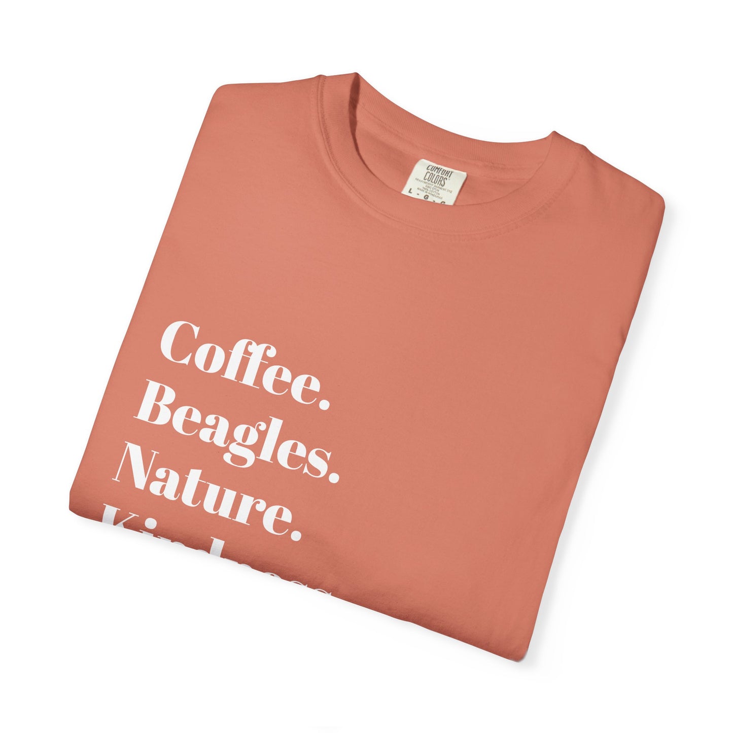 Coffee Beagles Nature Kindness T-shirt, Unisex Tee, Gift for Dog Lovers, Eco-Friendly Shirt, Casual Wear, Nature Enthusiast Clothing