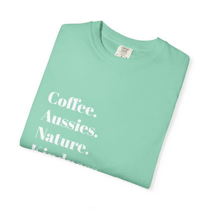 Coffee, Aussies, Nature Unisex Garment-Dyed T-Shirt | Eco-Friendly, Casual Wear, Gift for Nature Lovers, Spring Fashion, Everyday Comfort