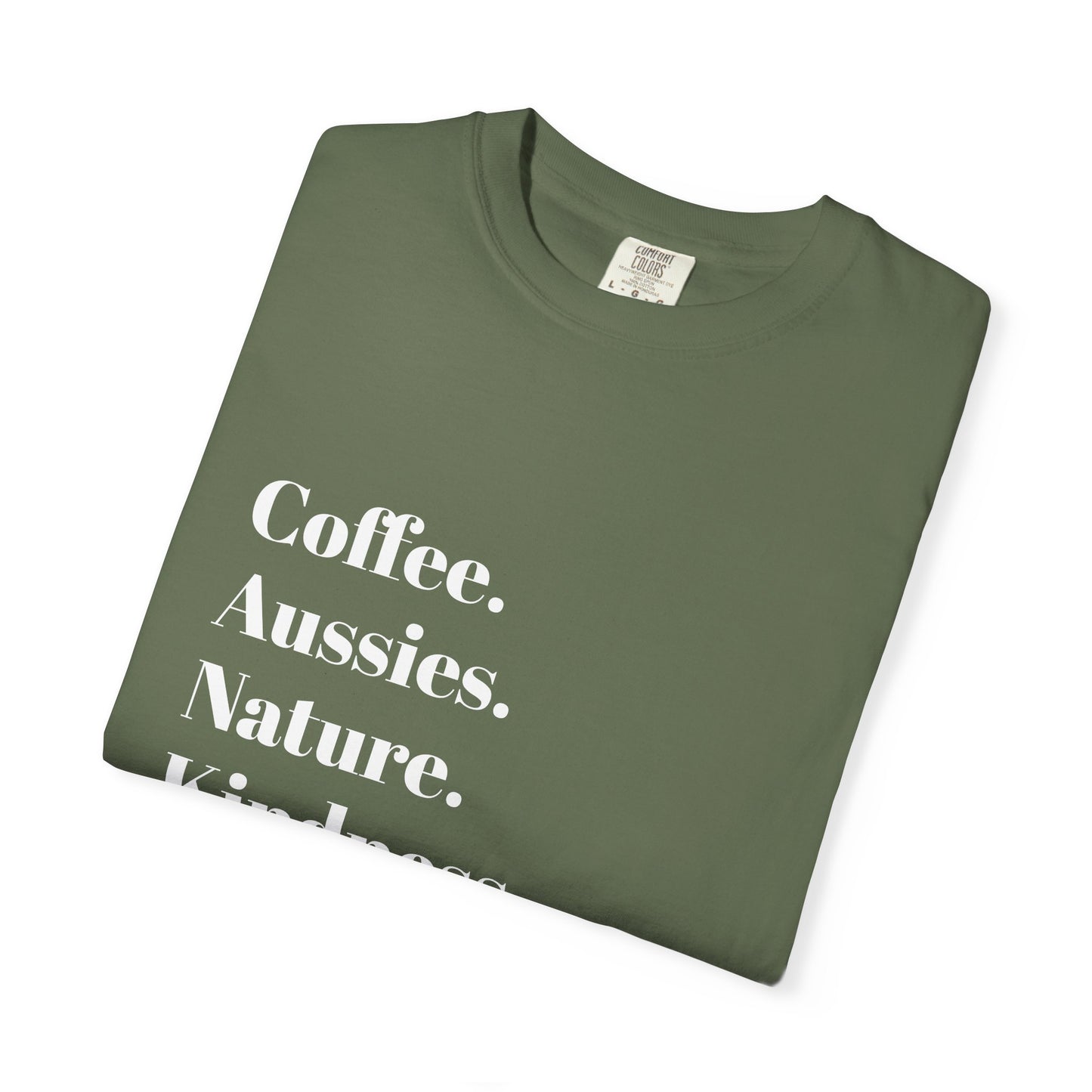 Coffee, Aussies, Nature Unisex Garment-Dyed T-Shirt | Eco-Friendly, Casual Wear, Gift for Nature Lovers, Spring Fashion, Everyday Comfort