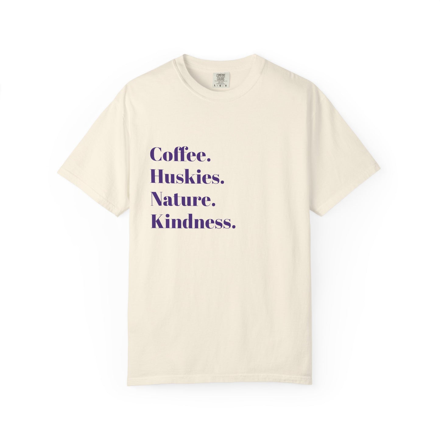 Coffee, Huskies, Nature | Unisex Garment-Dyed T-Shirt | Cozy Gift for Dog Lovers, Outdoor Enthusiasts, Casual Wear, Birthday Gift, [...]