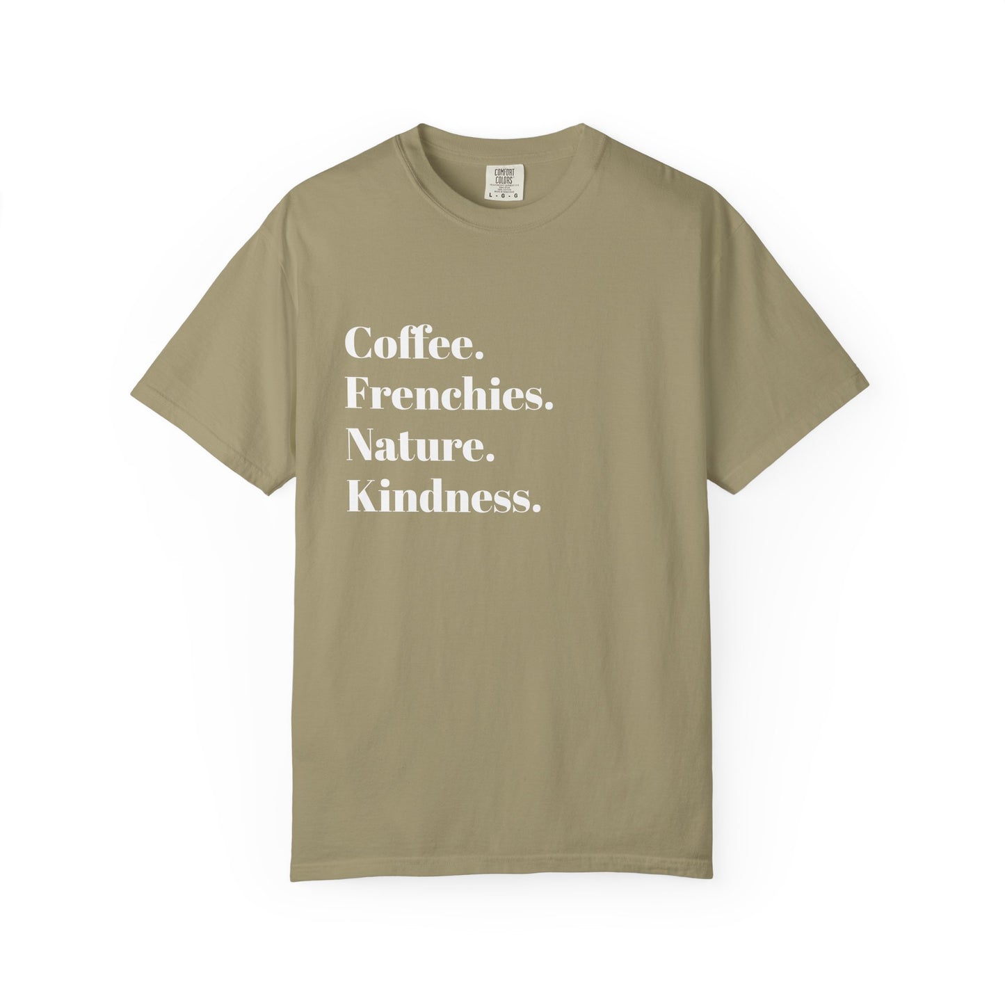 Coffee Frenchies Nature Kindness T-Shirt, Unisex Cotton Tee, Casual Wear, Gift for Dog Lovers, Nature Lovers Shirt
