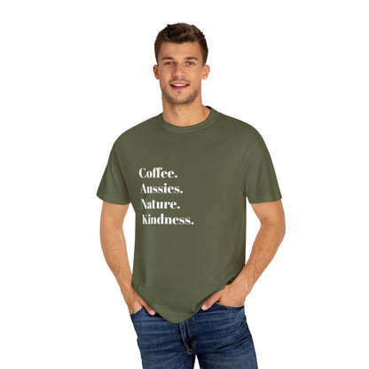 Coffee, Aussies, Nature Unisex Garment-Dyed T-Shirt | Eco-Friendly, Casual Wear, Gift for Nature Lovers, Spring Fashion, Everyday Comfort