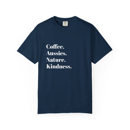 Coffee, Aussies, Nature Unisex Garment-Dyed T-Shirt | Eco-Friendly, Casual Wear, Gift for Nature Lovers, Spring Fashion, Everyday Comfort