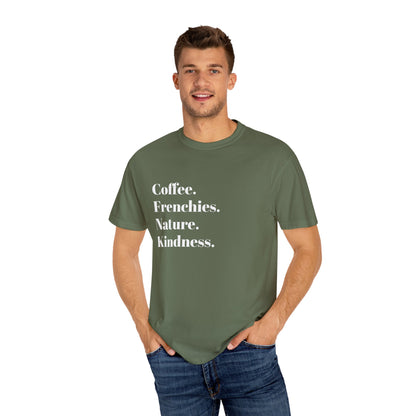 Coffee Frenchies Nature Kindness T-Shirt, Unisex Cotton Tee, Casual Wear, Gift for Dog Lovers, Nature Lovers Shirt