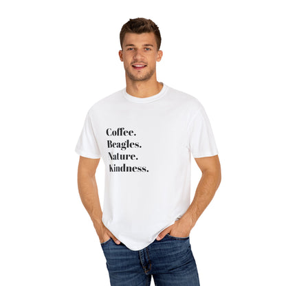 Coffee Beagles Nature Kindness T-shirt, Unisex Tee, Gift for Dog Lovers, Eco-Friendly Shirt, Casual Wear, Nature Enthusiast Clothing