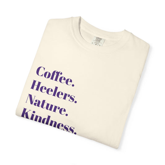 Nature-Inspired Unisex T-Shirt | Coffee, Heelers, Nature, Kindness | Perfect for Dog Lovers, Outdoor Adventures, Casual Summer Wear