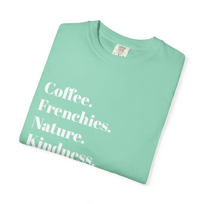 Coffee Frenchies Nature Kindness T-Shirt, Unisex Cotton Tee, Casual Wear, Gift for Dog Lovers, Nature Lovers Shirt